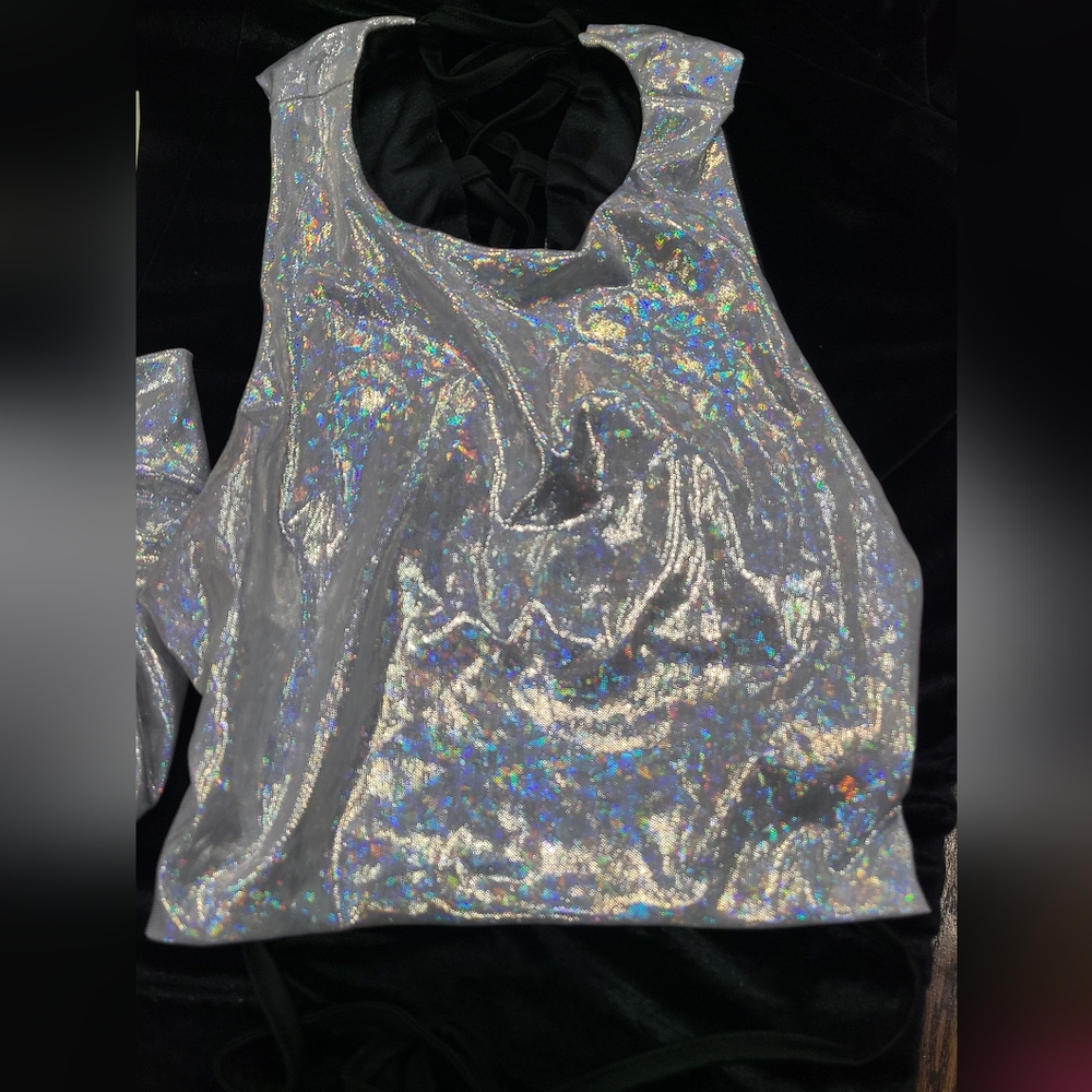 Holographic Silver Bikini Rave Set - Picture 4 of 4